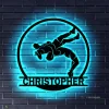 Custom Wrestling Sign Metal Wall Art Led Light, Wrestler Name Sign, Wrestling Coach Gift, Xmas Birthday Gift For Dad, Man Cave Home Decor