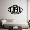 Personalized Football Player Metal Wall Art Led Light, Custom Football Lover Name Sign, Football Metal Decor, Football Player Gift, Xmas Gift