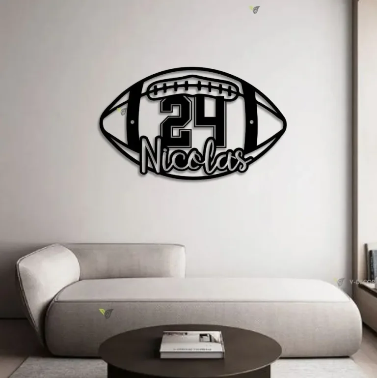 Personalized Football Player Metal Wall Art Led Light, Custom Football Lover Name Sign, Football Metal Decor, Football Player Gift, Xmas Gift