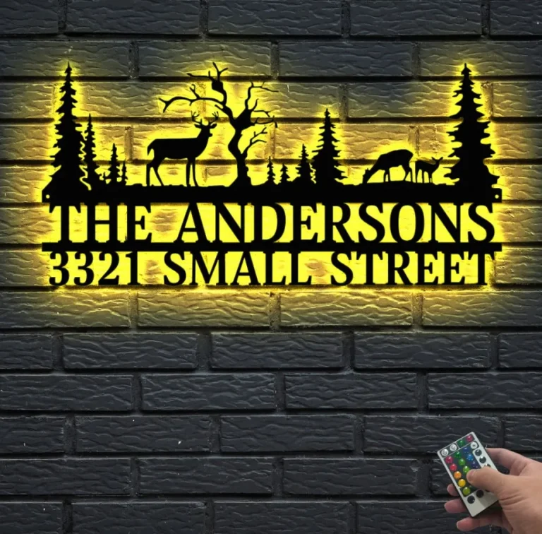Custom Address Plaque House Number Led Light Sign, Address Number For House Number For Outside Plaque Personalized, Metal Address Sign For House