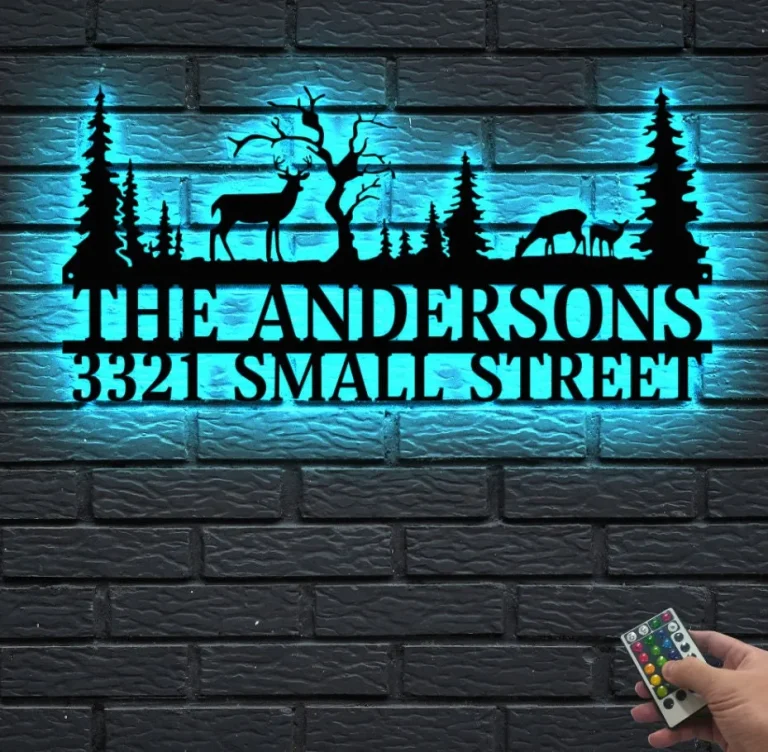 Custom Address Plaque House Number Led Light Sign, Address Number For House Number For Outside Plaque Personalized, Metal Address Sign For House