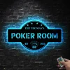 Personalized Poker Metal Wall Art Led Lights, Poker Game Room Decor, Gamer Gift Custom Monogram Sign Royal Flush Sign, Poker Lover Gift