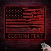 Custom Gun American Flag Metal Wall Art Led Light Personalized Second Amendment 2nd Name Sign 4th Of July Patriotic Decoration Home Decor