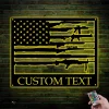 Custom Gun American Flag Metal Wall Art Led Light Personalized Second Amendment 2nd Name Sign 4th Of July Patriotic Decoration Home Decor