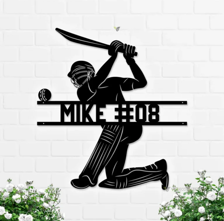 Custom Cricket Sign, Metal Wall With Led Light, Cricket Player Gift, Cricket Player Name Sign, Game Room Decor, Wall Hanger Xmas Birthday Gift