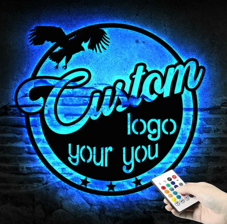 Custom Logo Design Metal Wall Art Led Light - Personalized Business Logo Name Sign Home Decor - Ideal For Home Decor & Gift