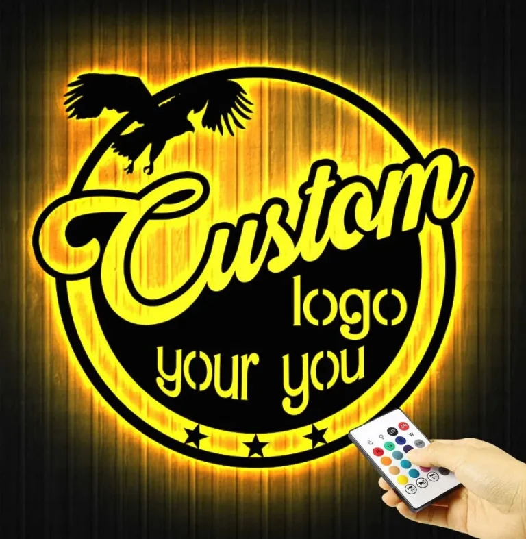 Custom Logo Design Metal Wall Art Led Light - Personalized Business Logo Name Sign Home Decor - Ideal For Home Decor & Gift