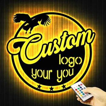 Custom Logo Design Metal Wall Art Led Light - Personalized Business Logo Name Sign Home Decor - Ideal For Home Decor & Gift