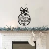 Merry Christmas Metal Sign, Minimalit Snowflake Text Sign Metal Wall Art, Living Room Front Door Corridor Decor Housewarming Gift Wedding Gift