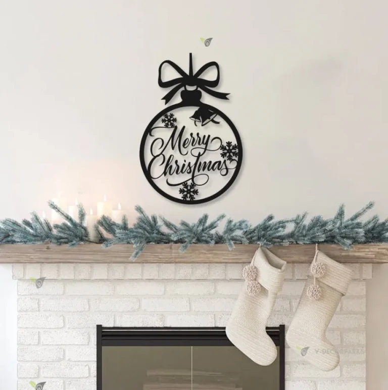 Merry Christmas Metal Sign, Minimalit Snowflake Text Sign Metal Wall Art, Living Room Front Door Corridor Decor Housewarming Gift Wedding Gift
