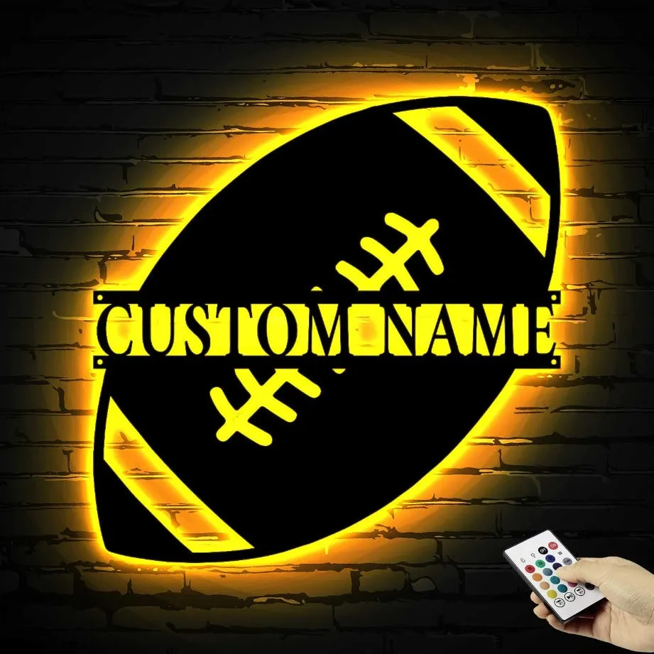 il_fullxfull.5522160952_rkjg-1.webp Custom Football Metal Wall Art With Led Light, Personalized Football Player Name Sign, Sports Sign, Football Wall Decor Art, Football Team Gift