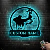 Custom Bow Hunting Metal Wall Art Led Light, Bow Hunting Sign, Hunter Name Sign, Deer Bowhunter Home Decor, Bow Hunting Metal Art, Huntergifts