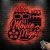 Custom Movie And Popcorn Metal Wall Art Led Light Personalized Family Cinema Home Theater Name Sign Home Decor Birthday Gift Xmas Gift