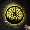 Bicycle Wheel Metal Wall Art Led Light, Mountain Bike Art, Cyclist Wall Hangings, Biker Metal Wall Decor, Bicycle Lover Gift, Xmas Gift