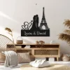 Custom Kissing Couple Metal Wall Led Lights Personalized Couple Kiss Eiffel Tower Wedding Name Sign Decor Wedding Gift Xmas Gift For Couple