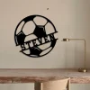 Custom Soccer Ball Metal Wall Art With Led Light, Personalized Soccer Player Name Sign Decoration For Room, Soccer Ball Metal Led Decor