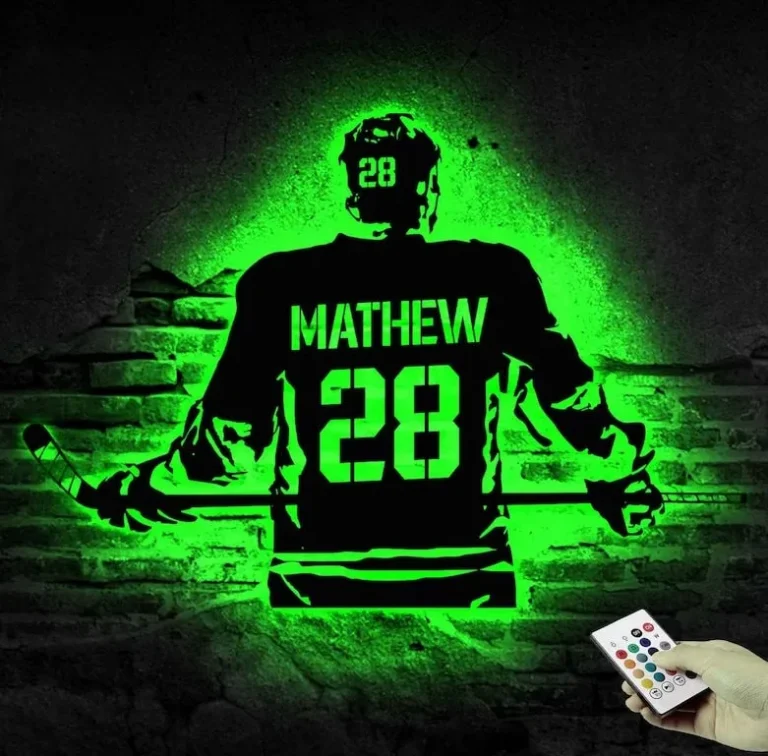 Custom Hockey Wall Art Led Light, Custom Name Hockey Metal Sign, Hockey Wall Decor, Ice Hockeysign, Choose Name &jersey Numbers Hockey