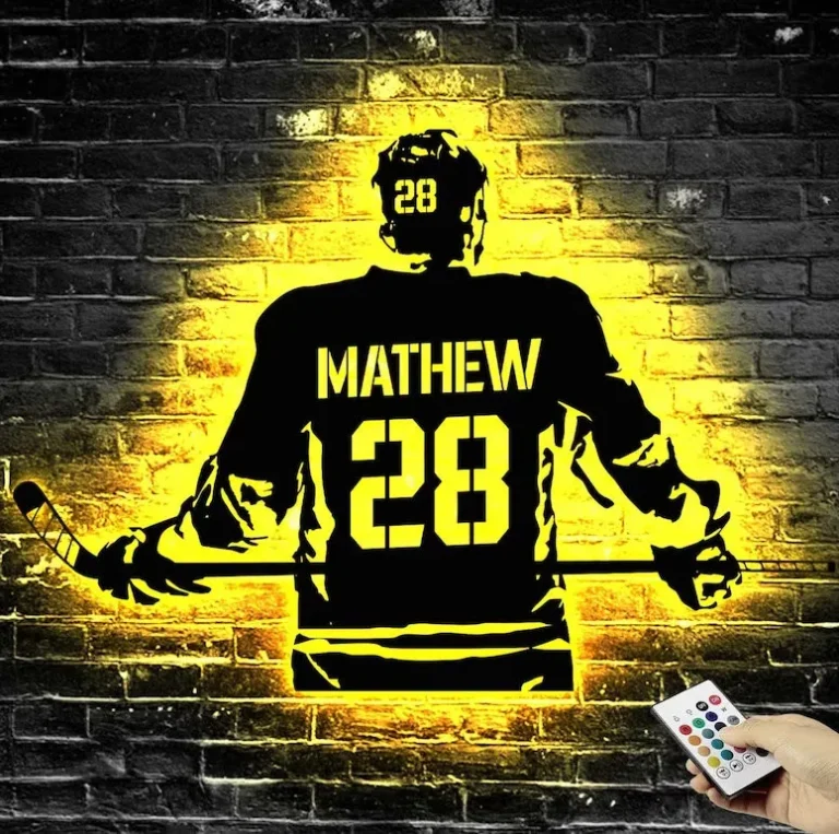 Custom Hockey Wall Art Led Light, Custom Name Hockey Metal Sign, Hockey Wall Decor, Ice Hockeysign, Choose Name &jersey Numbers Hockey