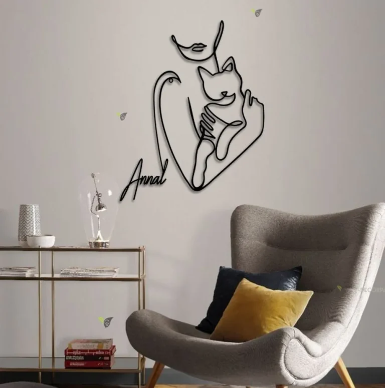 Metal Cat Decor Girl Cat Wall Art Metal Led Light Cat Lover Gifts Cat Sign For A Home Animal Wall Arts Home Decor Garden Decor