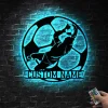 Personalized Man Soccer Player Metal Wall Art Led Light Custom Football Goalkeeper Name Sign Xmas Gift Ideal For Home Decor & Gift