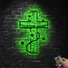 Custom Floral Cross Metal Wall Art Led Light Home Decor God Faith Cross Decoration Religious Lord Blessed Cross Sign Xmas Birthday Gift