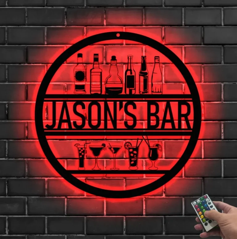 Personalized Home Bar Led Light Sign, Custom Bar Led Sign, Bar Metal Wall Art, Home Bar Wall Art, Cocktail Bar Sign, Bar Metal Art, Bar Decor, Xmas Gift