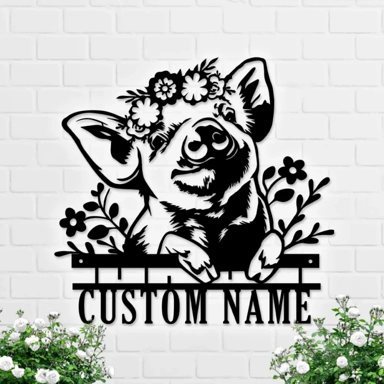 Personalized Pig Farmhouse Decor, Custom Pig Metal Sign, Pig Wall Art, Pig Decor, Pig Farm Sign, Farmer Name Sign, Farmer Gift, Pig Farm Sign