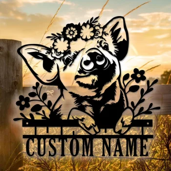 Personalized Pig Farmhouse Decor, Custom Pig Metal Sign, Pig Wall Art, Pig Decor, Pig Farm Sign, Farmer Name Sign, Farmer Gift, Pig Farm Sign