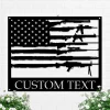 Custom Gun American Flag Metal Wall Art Led Light Personalized Second Amendment 2nd Name Sign 4th Of July Patriotic Decoration Home Decor