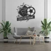 Personalized Soccer Ball Metal Wall Art With Led Light, Custom Soccer Player Name Sign Decoration For Room, Soccer Ball Metal Led Decor