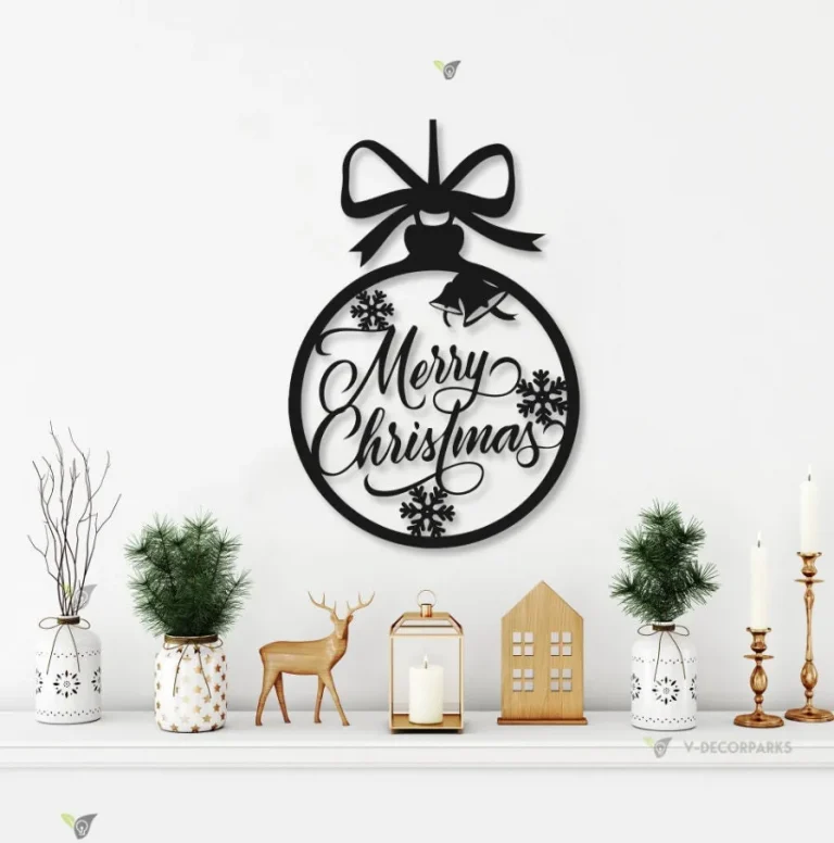 Merry Christmas Metal Sign, Minimalit Snowflake Text Sign Metal Wall Art, Living Room Front Door Corridor Decor Housewarming Gift Wedding Gift