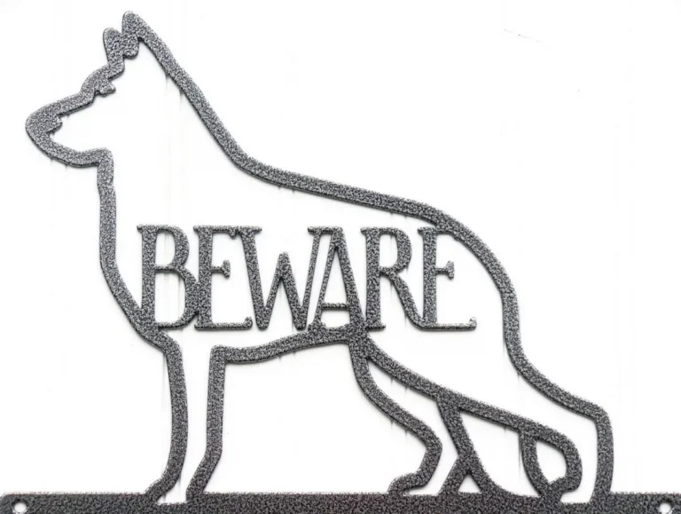 German Shepherds Live Here Metal Sign - Silver, Metal Sign, Door Sign, Wall Hanging, Wall Plaque