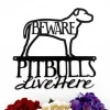 Pitbulls Live Here Metal Sign - Black, Natural Ears, Pitbull Dog, Outdoor Sign, Dog, Dog Breed