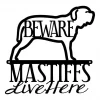 Neapolitan Mastiffs Live Here Metal Sign - Black, Neapolitan Mastiff, Mastiff, Door Sign, Metal Wall Art, Dog