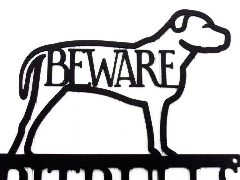 Pitbulls Live Here Metal Sign - Black, Natural Ears, Pitbull Dog, Outdoor Sign, Dog, Dog Breed