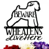 Wheatens Live Here Metal Sign - Black, Wheaten Terrier, Wheaten, Metal Wall Art, Outdoor Sign