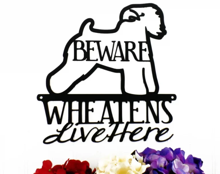 Wheatens Live Here Metal Sign - Black, Wheaten Terrier, Wheaten, Metal Wall Art, Outdoor Sign