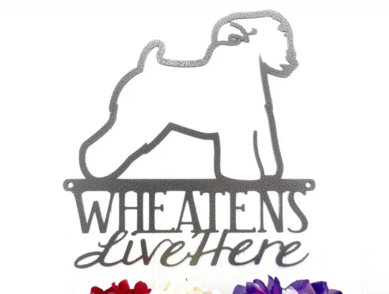 Wheatens Live Here Metal Sign - Silver, Wheaten Terrier, Wheaten, Metal Wall Art, Outdoor Sign