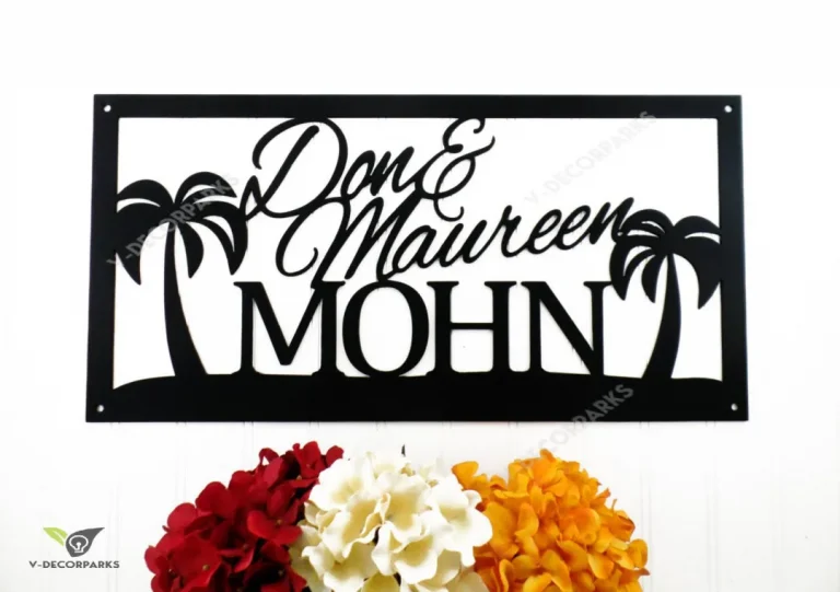 Custom Beach House Metal Sign, Palm Trees, Family Name Sign, Name Sign, Metal Wall Art, Outdoor Sign, Tropical, Beach