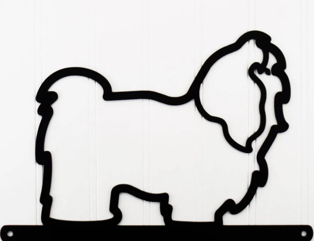 il_fullxfull.763150357_r98x_1024x1024_2x_90b1d292-e94b-446a-b920-753ab50e50cc.webp Shih Tzu Lives Here Metal Sign - Black, Outdoor Wall Art, Dog Silhouette Wall Art, Outdoor Signs, Metal Wall Art
