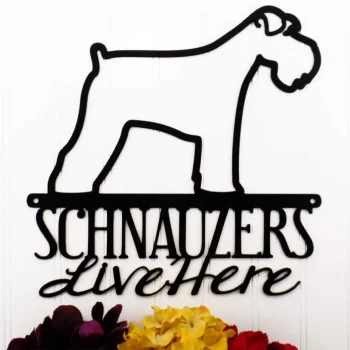 Schnauzers Live Here Metal Sign - Black, Outdoor Sign, Schnauzers, Metal Wall Art, Door Signs, Wall Hanging