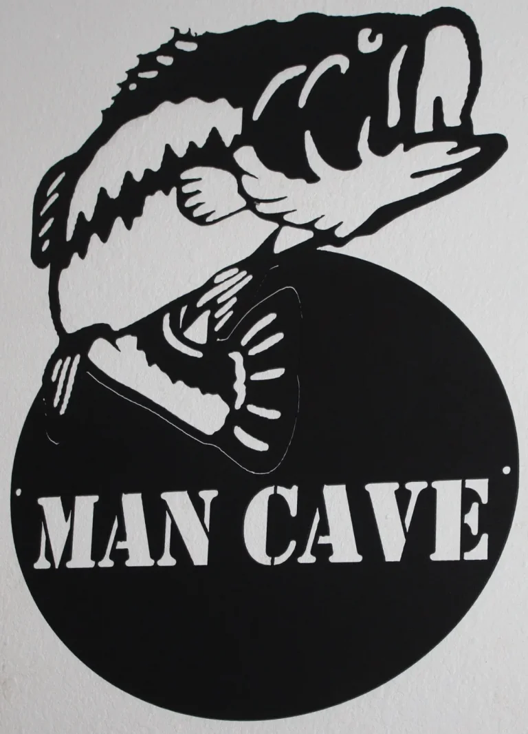 Man Cave Sign With Bass Metal Wall Art Home Decor