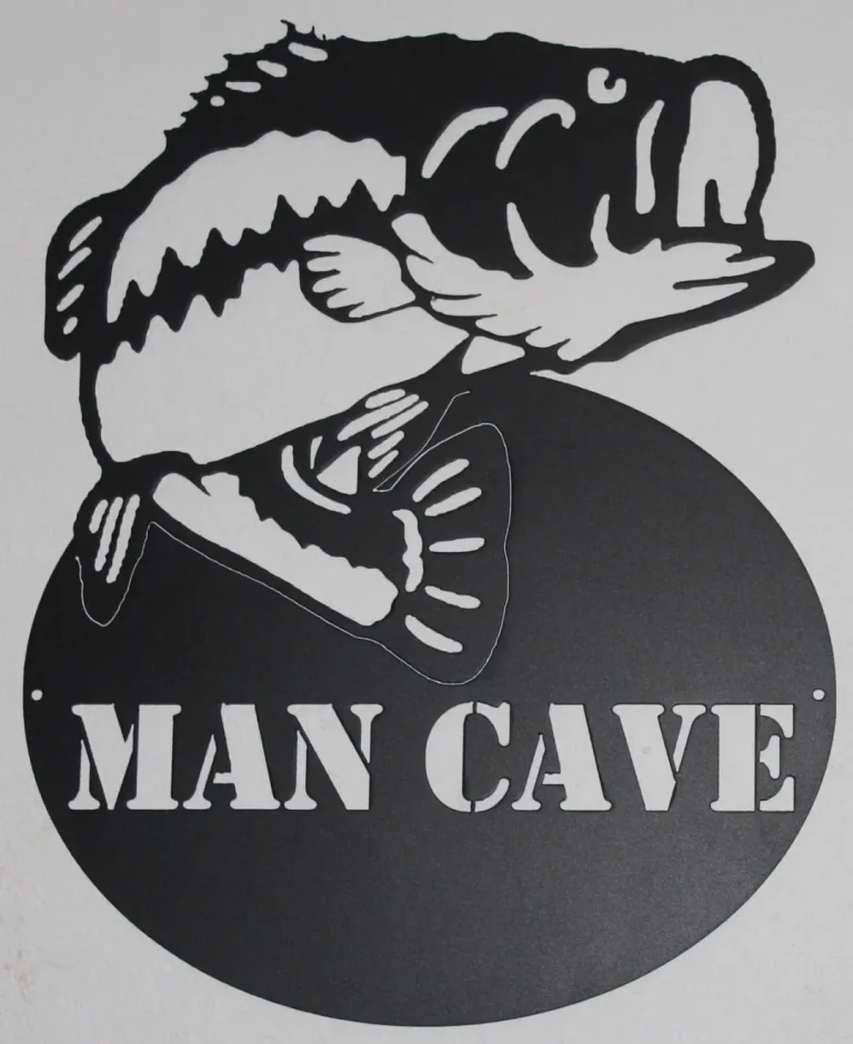 Man Cave Sign With Bass Metal Wall Art Home Decor