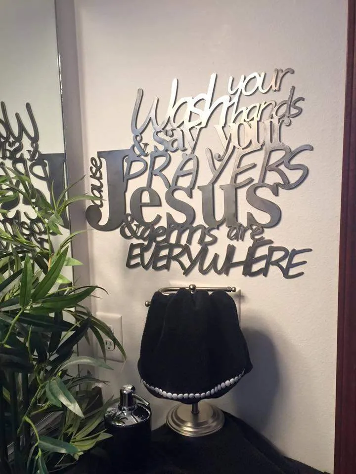 il_fullxfull.912685235_oizo_1024x1024_2x_2255b462-3476-4570-9e57-f786e45eb5e3.webp Jesus And Germs Metal Sign Wall Decor Art Sign, Cut Metal Sign, Wall Metal Art