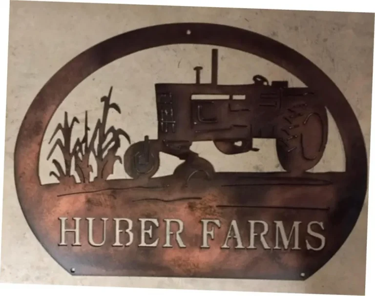 Farm Address Sign, Metal Corn Stalks Oliver Tractor Sign,, Metal Wall Art, Metal House Sign