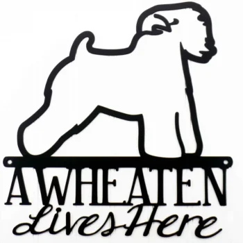 Wheaten Lives Here Metal Sign - Black, Wheaten Terrier, Wheaten, Metal Wall Art, Outdoor Sign