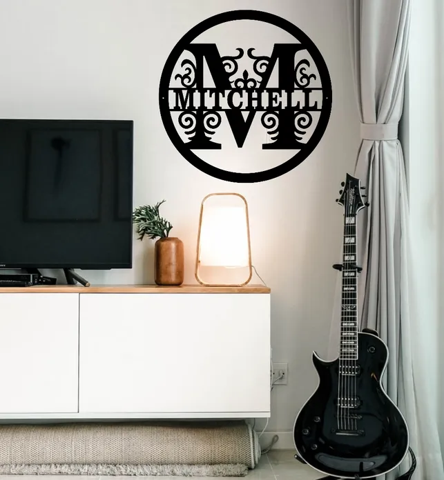 image_643x696_crop_top_6effee36-85bb-4af5-817b-b9bd6611428e.webp Fleur Regal Family Name Round Custom Family Name Metal Sign, Personalized Monogram Wall Metal Art