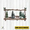 Personalized Bears In Forest Rectangle Printed Metal Sign, Man Cave Evergreen Art