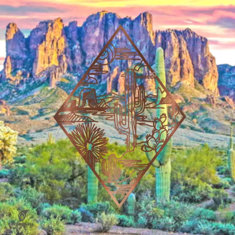 Arizona, Texas Desert Rhombus Metal Wall Art, American Western Home Decor