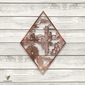 Arizona, Texas Desert Rhombus Metal Wall Art, American Western Home Decor